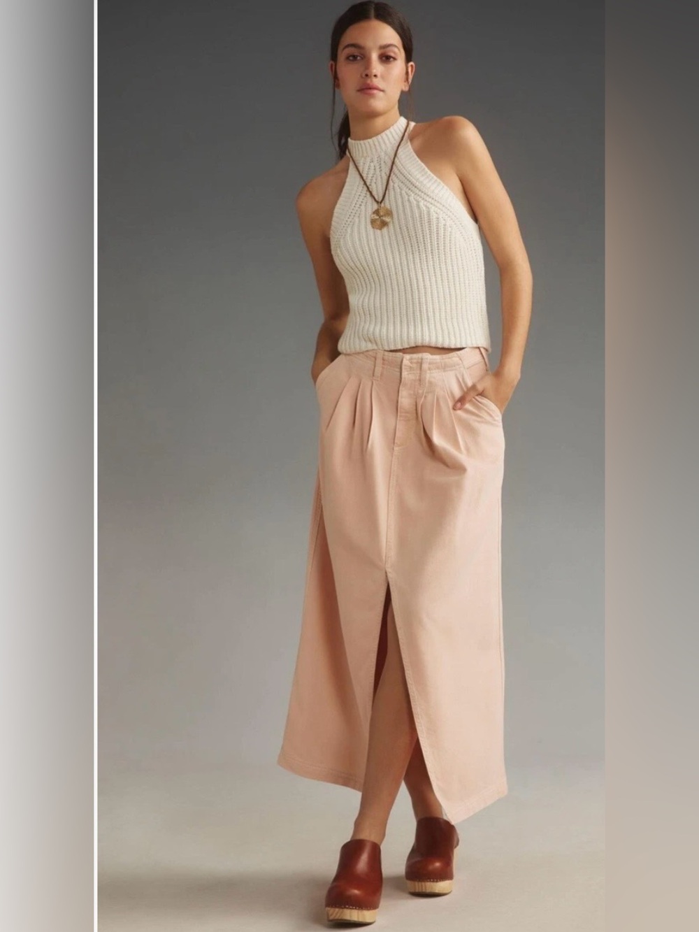 Anthropologie Pilcro Blush Pink Midi Skirt Cotton Lyocell Multiple Sizes NWOT